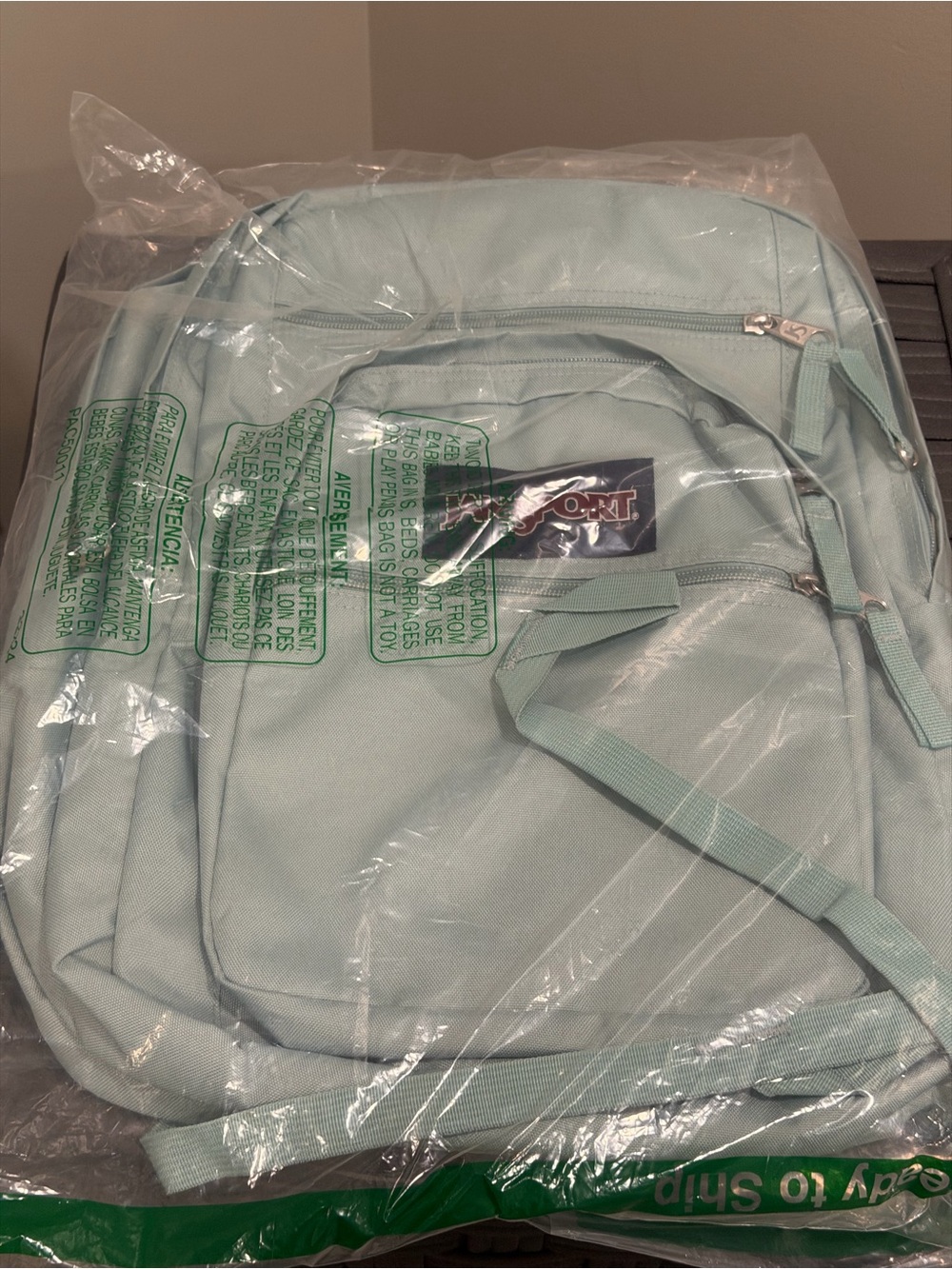 Jansport Light Mint Backpack - Padded Straps, Front Pocket